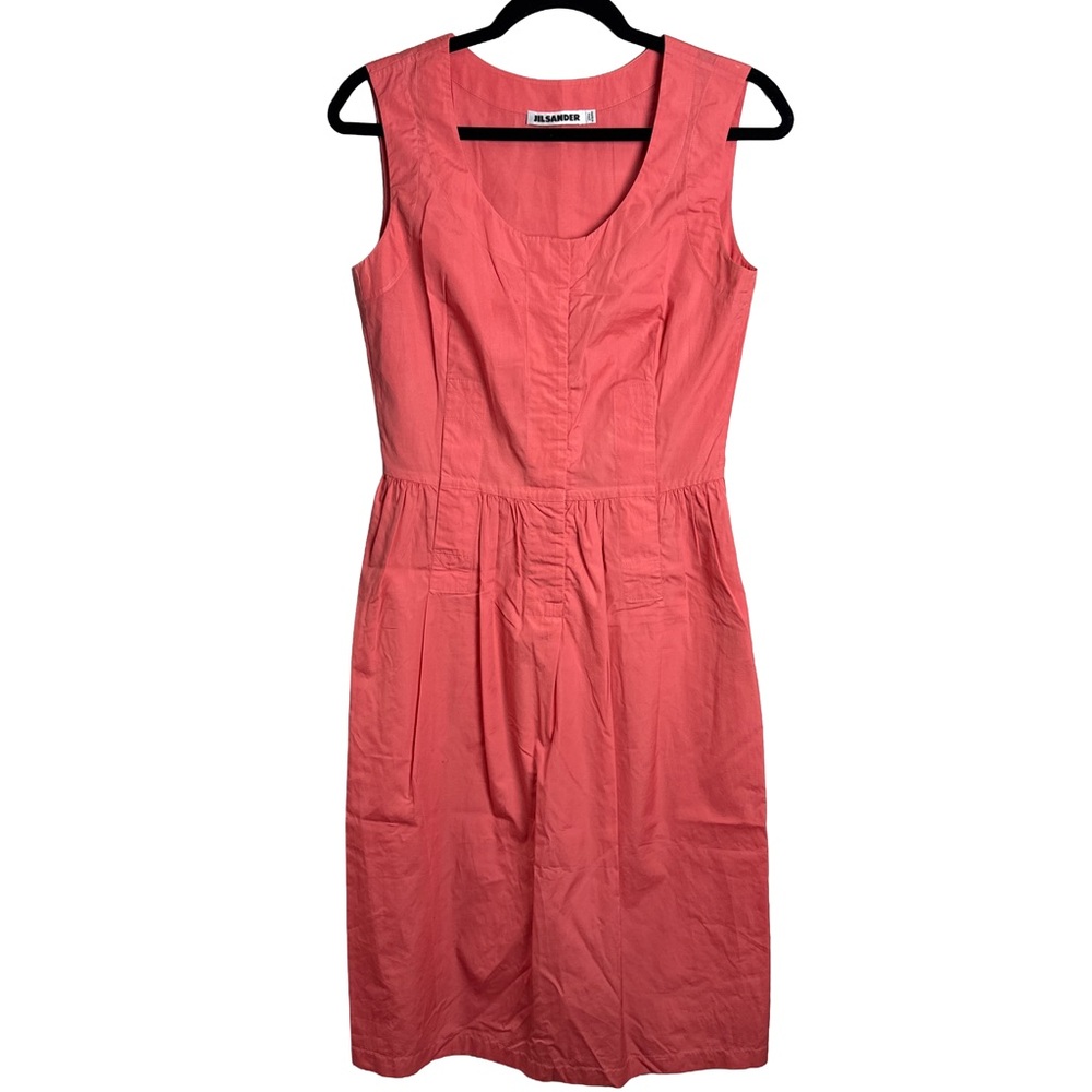 Jil Sander Coral Cotton Sleeveless Midi Dress – Size 36 (Made in Italy)